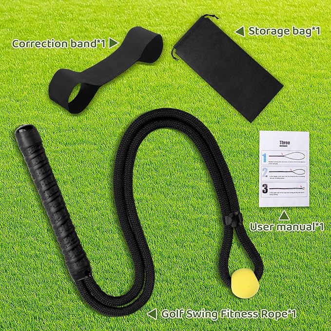HOMIEE Golf Rope Swing Trainer Set, Golf Swing Training Aid & Swing Correcting Arm Band, Improve Speed, Tempo, Rhythm, Flexibility and Strength, Golf Gifts for Golfers of All Levels