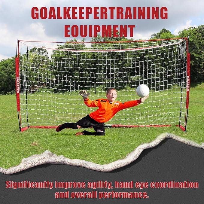 Soccer Goal,Soccer Net,Soccer Goals for Backyard,with Bow Frame,Collapsible Metal Base and Agility Ladder