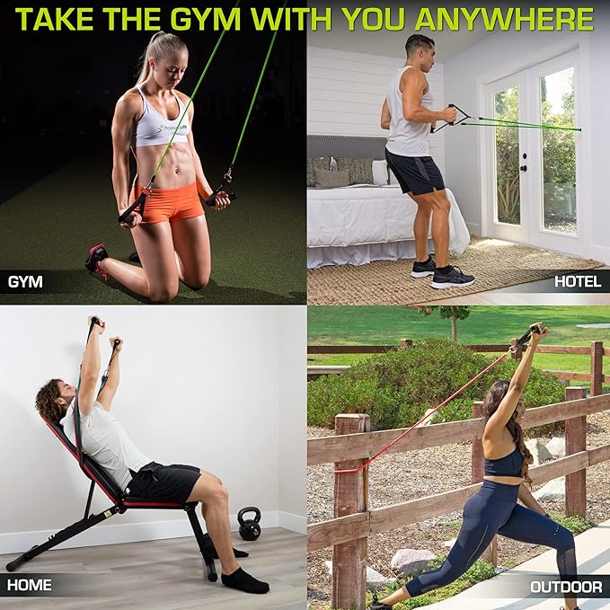 ProsourceFit Single Stackable Resistance Bands with Door Anchor and Exercise Guide, 8-12 LB, Heavy Duty Fitness Tube for Full-Body Exercises and Home Workouts