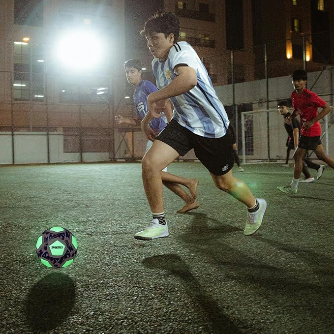 Soccer Ball Glow in The Dark Soccer Ball Size 5, Luminous Soccer Ball Gift Night Ball for Indoor Outdoor Play, Fluorescent Night Training Soccer Ball with Pump Kit
