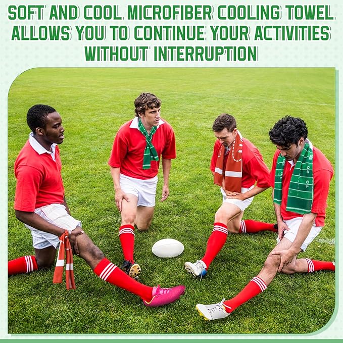 24 Pcs Sports Cooling Towels Baseball Basketball Softball 40 x 12 Inch Breathable Soccer Football Volleyball Microfiber Ice Towel Fast Drying for Sport Party Favors Team Gift(Green,Football)