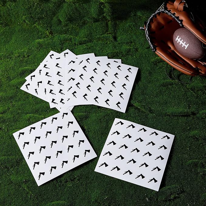 Jecery 200 Pcs 8 Sheets Football Helmet Stickers Hatchet Decals 1-1/8 Inch Self Adhesive Hockey Stickers for Baseball Softball(Black on Clear)