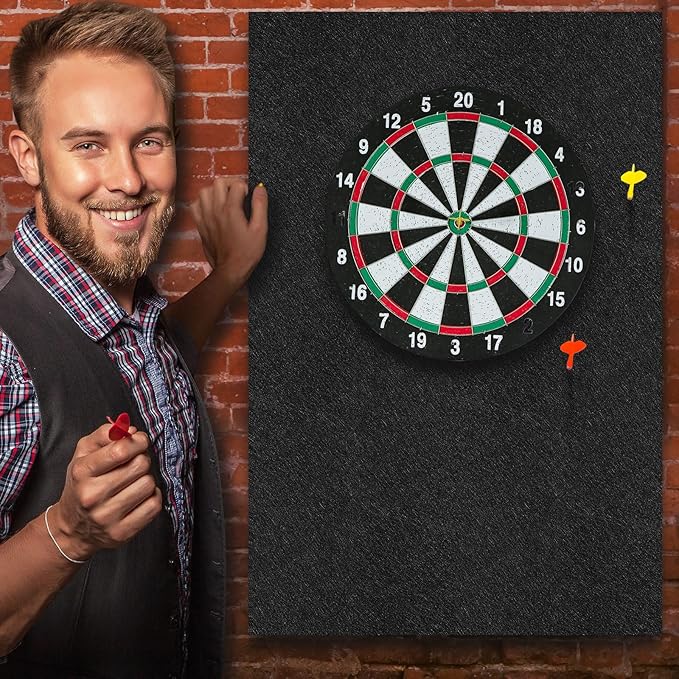 Extra Large Dart Board Wall Protectors Dart Board Backing Felt Wall Tiles Extended Length Dartboard Surround Cork Dartboard Backer Alternative with Bracket Hanging Kit