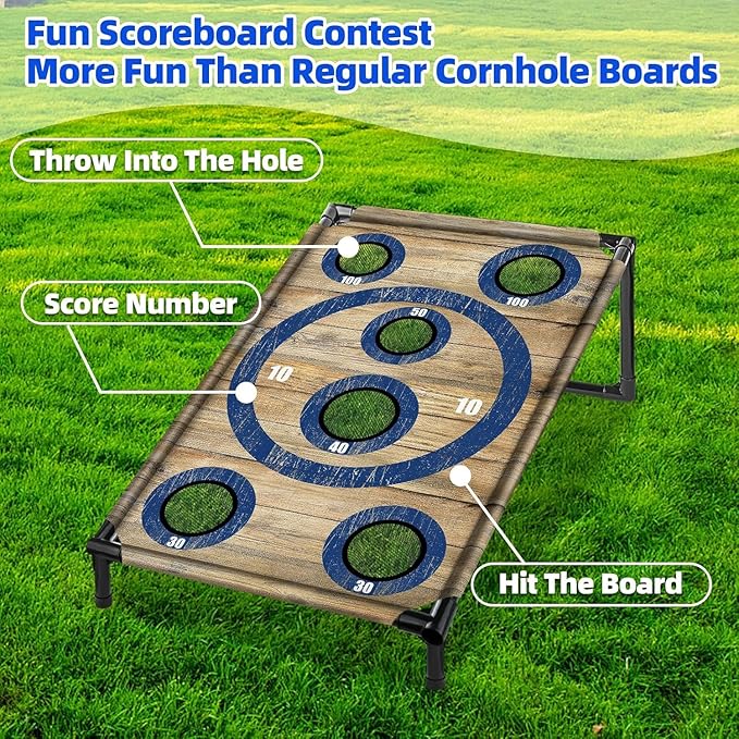 NZQXJXZ Portable Cornhole Board Set 3x2 Ft with 8 Bean Bags Corn Hole Toss Game Cornhole Games for Indoor and Outdoor Parties, Ideal for Kids, Adults, Camping Travel,Parties,Beach, Yard