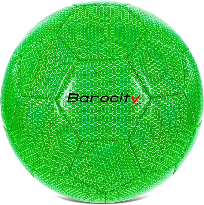 Soccer Ball - Premium Boy and Girl Official Match Ball with Cool Reflective Iridescent Rainbow Hex Pattern, Durable, Indoor, Outdoor, Training, Practice, Playtime and Games