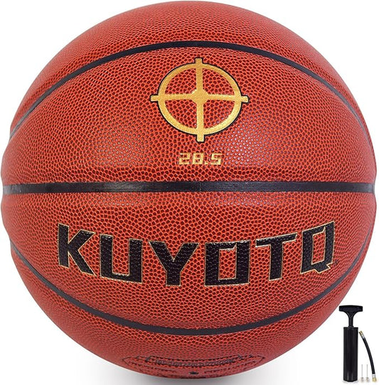 KUYOTQ Kids Toddler Youth Adult Size 3/4/5/6/7 Basketball 22/25.5/27.5/28.5/29.5" Thickened Rubber or Faux Leather Basketball for Boys Girls (Deflated)