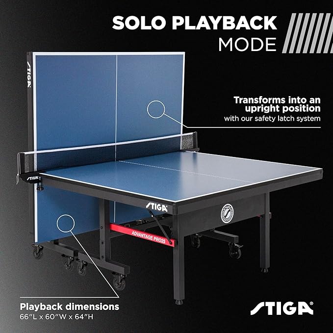 STIGA Advantage Series Ping Pong Tables - 13, 15, 19, and 25mm Tabletops - Quickplay 10 Minute Assembly - Playback Mode - Recreational to Tournament Level