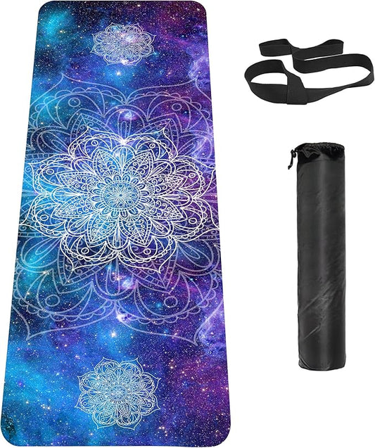 Non Slip Yoga Mat TPE Workout Mat for Men Women, Thick Workout Mat with Carrying Strap, Fitness Mats for Exercise, Yoga, Fitness, Pilates, Floor Workouts (72" x 24" x 6mm)