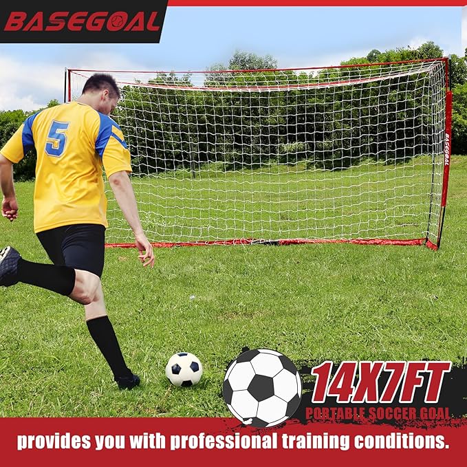 Soccer Goal,Soccer Net,Soccer Goals for Backyard,with Bow Frame,Collapsible Metal Base and Agility Ladder