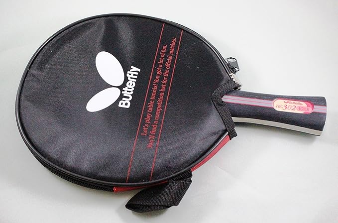 Butterfly B302FL Shakehand Table Tennis Racket | China Series | Racket and Case Set with Smooth Rubber On Both Sides | Recommended for Beginning Level Players