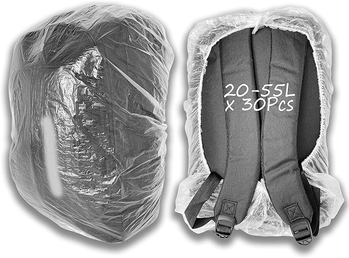 30pcs Backpack Rain Cover Waterproof - Disposable Lightweight Backpack Cover for Outdoor Hiking Air Travel for 20-55L