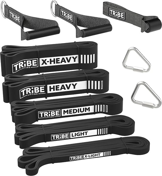 Long Resistance Bands for Working Out Men and Women - Set of 5 Pull-Up Bands, Rubber Handles and Door Anchor - Workout Bands Resistance for Men - Exercise Bands Resistance Bands Set