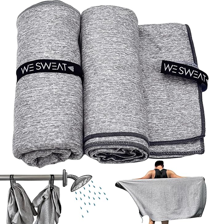 Microfiber Soft and Absorbent Gym Towels, Silver ION Odor-Free Absorbent Fiber, Fast Drying Men & Women Workout Gear for Body Sweat, Working Out, Towels, Sports Exercise Fitness Gear