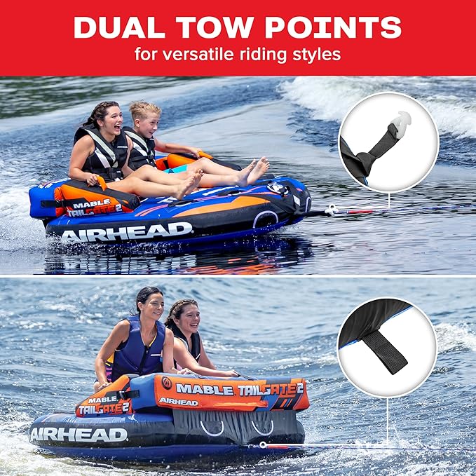 Airhead Mable Inflatable Towable Tube, 1-4 Rider Models, Dual Tow Points, Full Nylon Cover, EVA Foam Pads, Patented Speed Valve, Boat Tubes and Towables