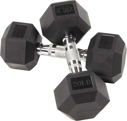 Rubber Encased Hex Dumbbell Set Contoured Handle for Muscle Toning, Strength Building & Full Body Workout, 60LB, 100LB and 150LB Set