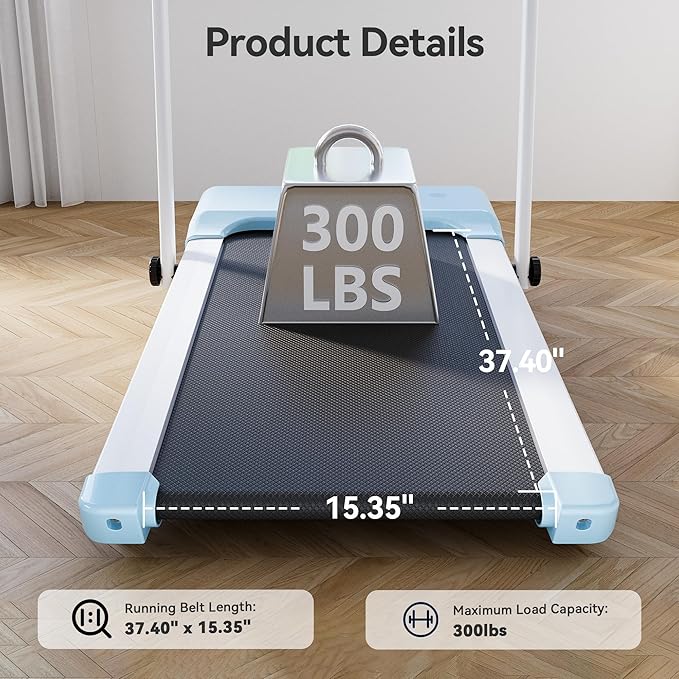 Walking Pad Treadmill with Handle Bar 3-in-1 Foldable Treadmills for Small Space 300 LBS Capacity, 3.0HP Portable Under Desk Treadmill for Home Office with LED Display Remote APP Control
