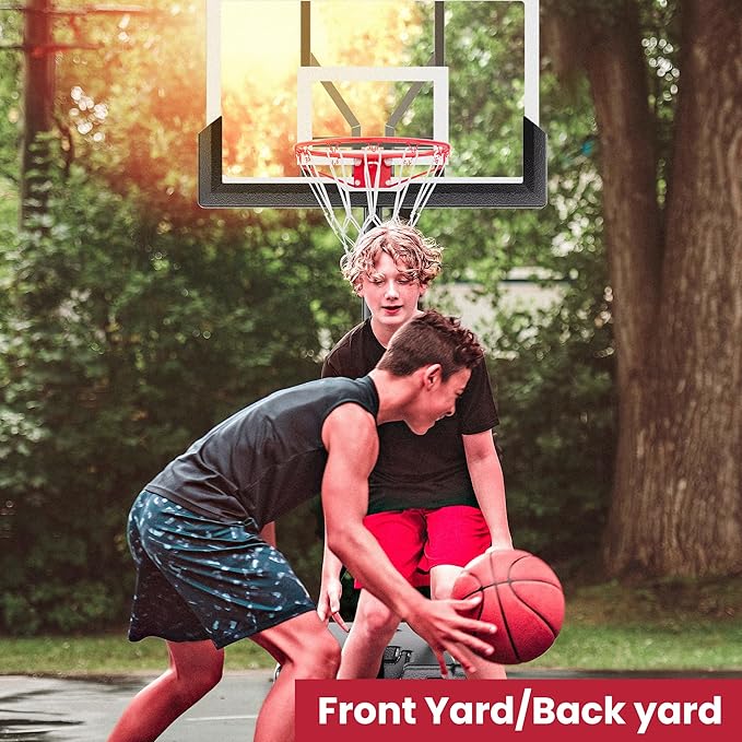 Basketball Hoop with Adjustable Height Portable Basketball Goal System for Outdoor Indoor Use 45 inches Heavy-Duty Steel Frame Backboard for Youth and Adults