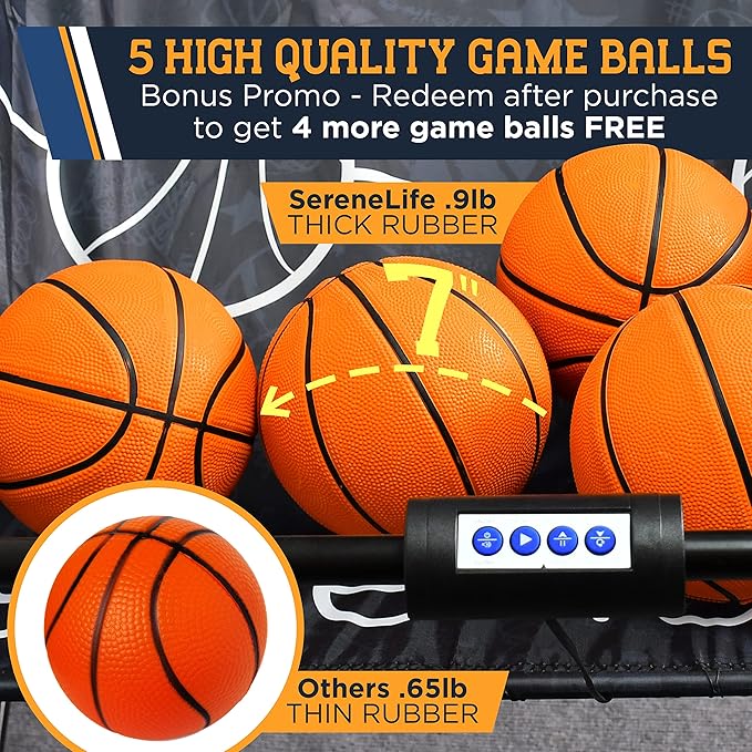 SereneLife Dual Hoop Basketball Shootout Indoor Home Arcade Room Game with Electronic LED Double Basketball Shot Scoreboard & Play Timer, Fold-up Court Shooting Sports for Kids&Adults Player
