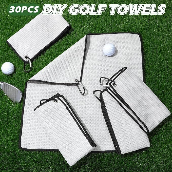 Batiyeer Golf Towels Bulk for Bags 16'' x 16'' Microfiber Waffle Pattern Golf Towel with Clipfor Mini Tournament, Club, Yoga, Fitness
