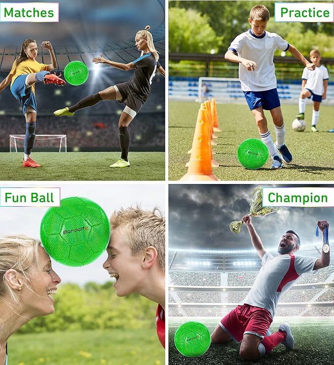 Soccer Ball - Premium Boy and Girl Official Match Ball with Cool Reflective Iridescent Rainbow Hex Pattern, Durable, Indoor, Outdoor, Training, Practice, Playtime and Games