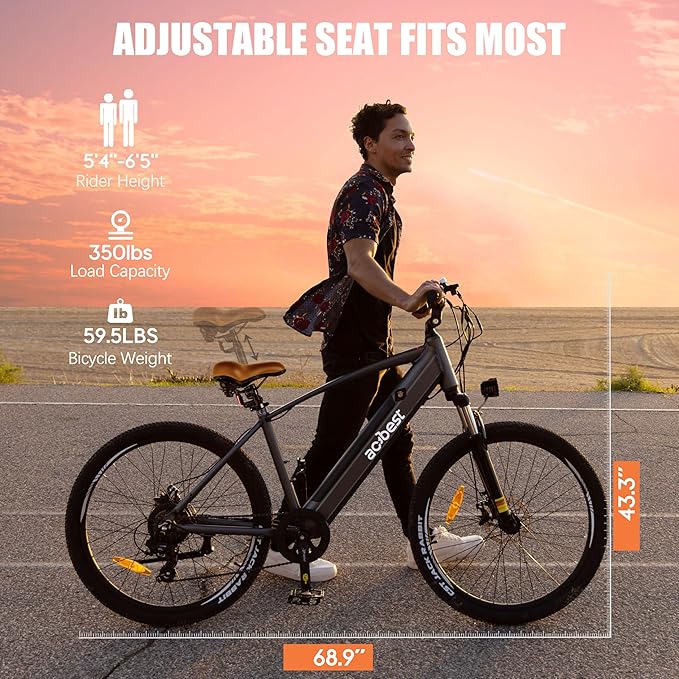 Core Electric Bike for Adults - Peak 1000W/1200W Brushless Motor Ebike, 468&500Wh Removable Built in Battery 26&27.5X2.1 Tire Step Over Bicycle with 7 Speed, Commute E Bikes