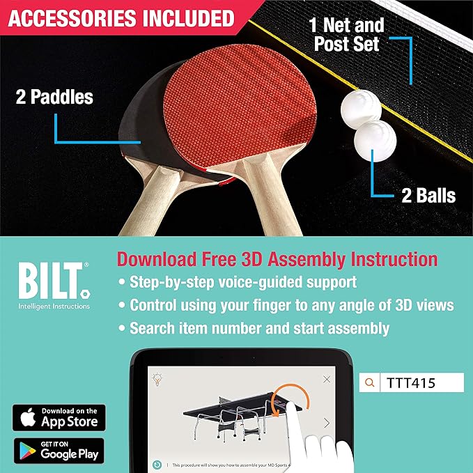 MD Sports Table Tennis Tables Multiple Styles Ping Pong Tables, Foldable for Easy Storage with Nets Included, Perfect for Family Game Rooms