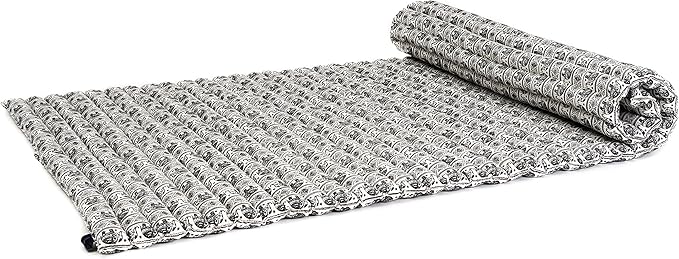 Leewadee - Kapok Roll Mat – Handcrafted Folding Sleep & Relaxation Mattress from Thailand, Ideal as Guest Bed, Camping Mat, Yoga Mat or Traditional Futon, 75 x 39 inches, Black White