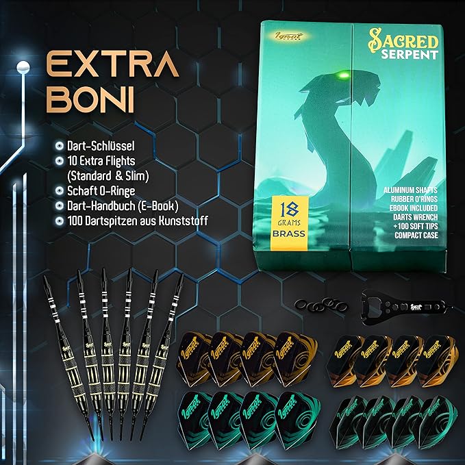 IgnatGames Premium Soft Tip Darts – 6/12 Pack Brass Barrels with Aluminum Shafts, 16 GlideXPro Flight Set, Tool Kit, Giftable Case & 100 Extra Tips