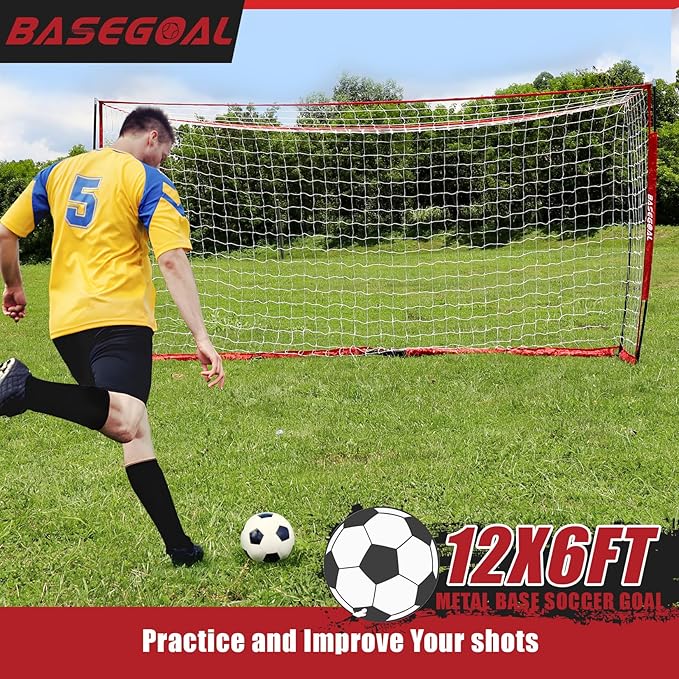 Soccer Goal,Soccer Net,Soccer Goals for Backyard,with Bow Frame,Collapsible Metal Base and Agility Ladder