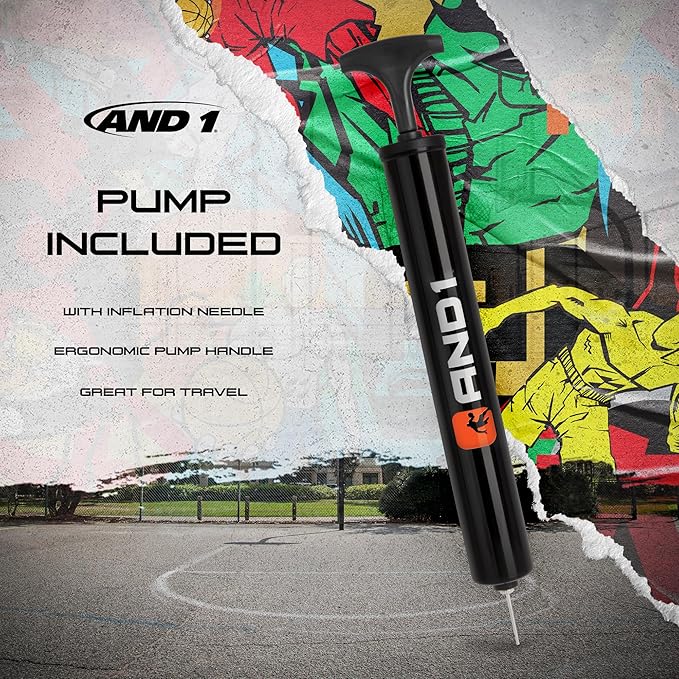 AND1 Xcelerate Rubber Basketball: Official Regulation Size 7 (29.5”) Streetball, Made for Indoor/Outdoor Games