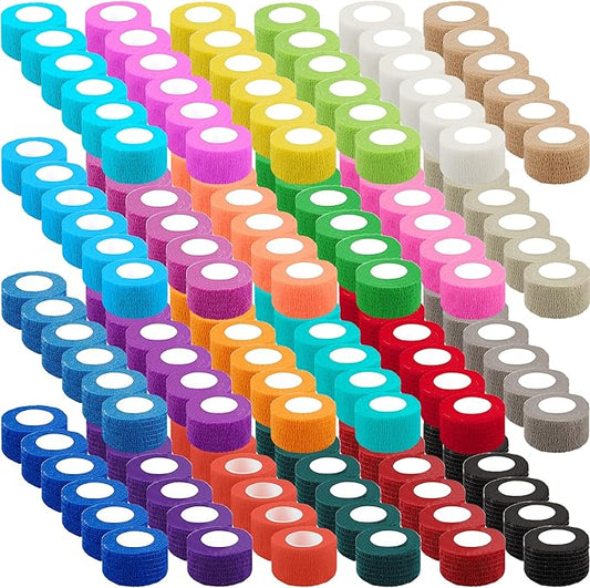 BQTQ 144 Rolls Self Adhesive Bandage Wrap 1 Inch Colorful Self Adherent Wrap Tape Sticky Bandage Athletic Wrap Self Adhesive Wrap for Sports Vet Wrist Ankle Sprains