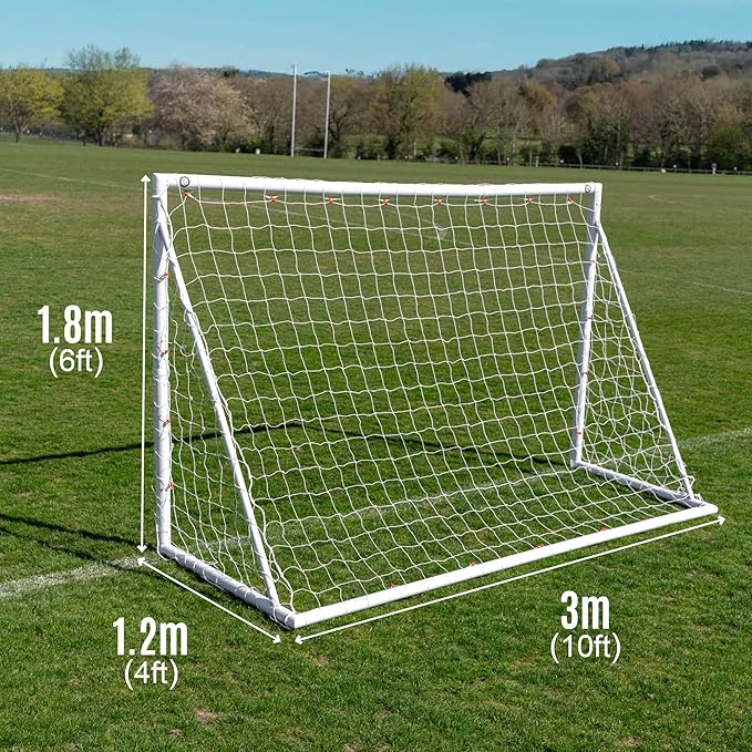 QUICKPLAY Q-Fold Soccer Goal | 30-Second Folding Design for Easy Setup | Portable & Weatherproof uPVC Soccer Goal for Backyard | Durable Post for Adults & Kids