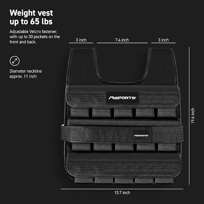 Weighted Vest Premium for Women & Men – Adjustable 11–65 lb, Running Vest, Walking Weight Vest, Tactical Style Training Vest for CrossFit, Strength, Cardio & Home Workouts