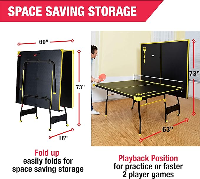 MD Sports Table Tennis Tables Multiple Styles Ping Pong Tables, Foldable for Easy Storage with Nets Included, Perfect for Family Game Rooms