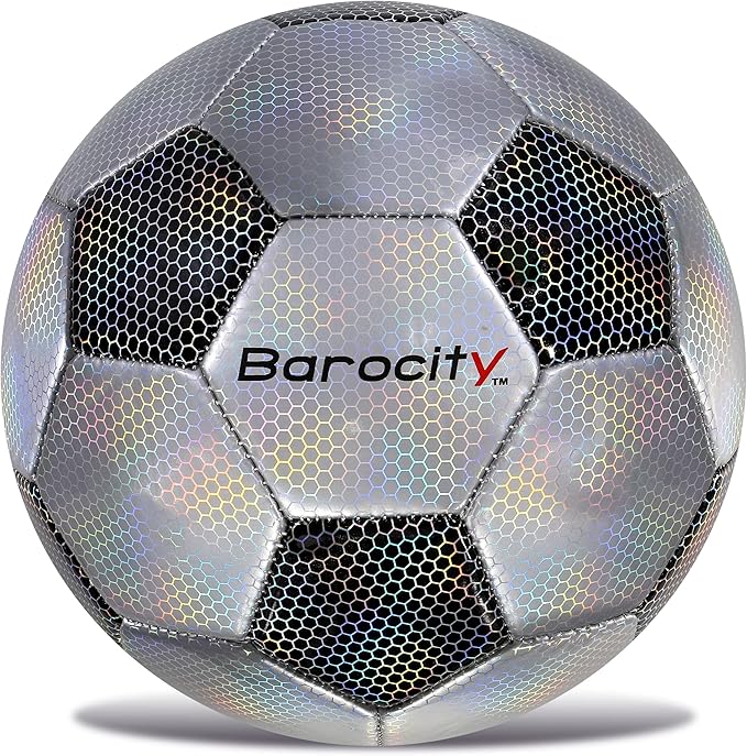 Soccer Ball - Premium Boy and Girl Official Match Ball with Cool Reflective Iridescent Rainbow Hex Pattern, Durable, Indoor, Outdoor, Training, Practice, Playtime and Games