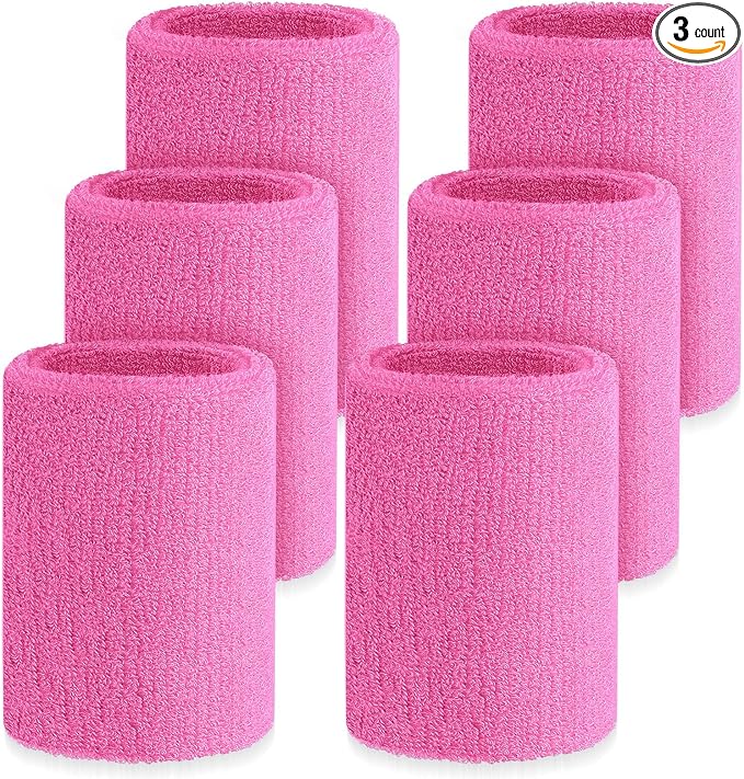Wettarn 6 Pcs 4 Inch Wrist Sweatbands Tennis & Gymnastics Wristbands for Grips & Sport Cotton Elastic Thick Wrist Bands for Tennis & Football