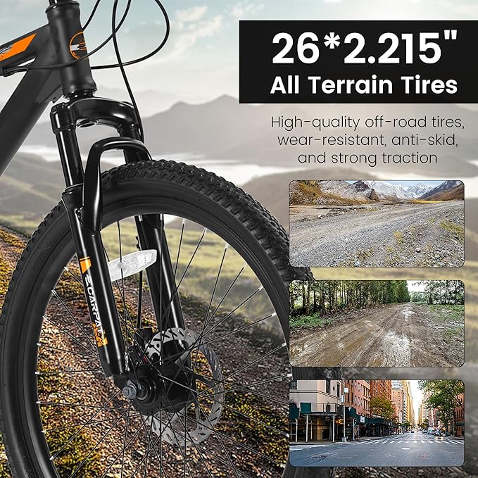 24/26/27.5 Inch Wheels Mountain Bike Shimano 21 Speeds with Mechanical Disc Brakes Aluminum/High-Carbon Steel Frame Suspension MTB Bikes Mountain Bicycle for Adult & Teenagers