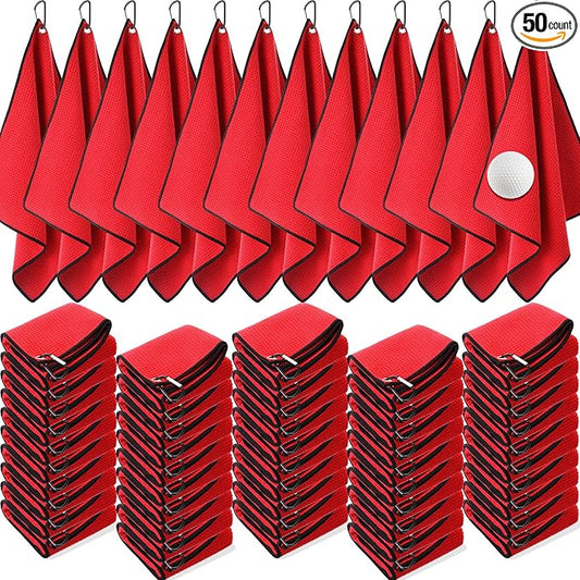 Batiyeer Golf Towels Bulk for Bags 16'' x 16'' Microfiber Waffle Pattern Golf Towel with Clipfor Mini Tournament, Club, Yoga, Fitness