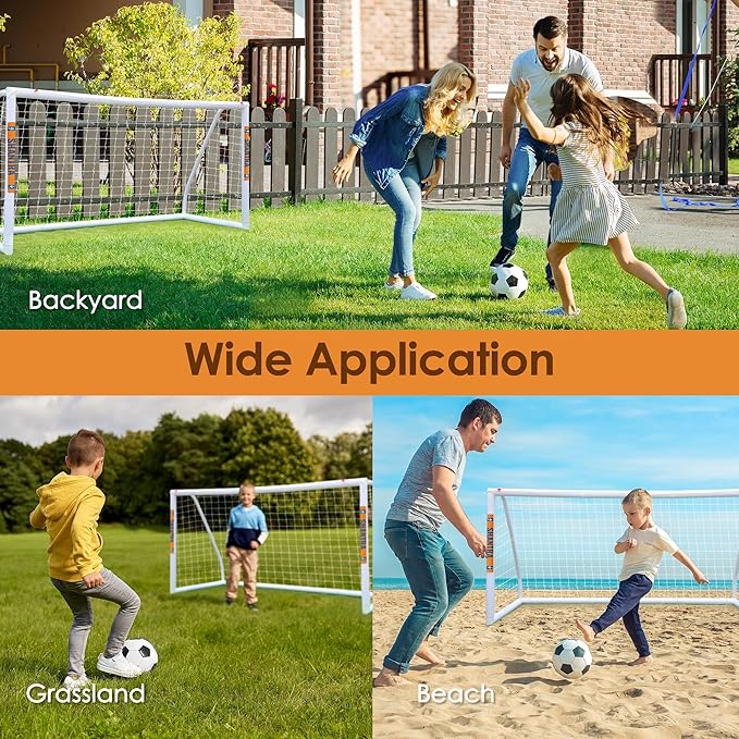 SHANTRA Soccer Goal, 12x6/10x6.5/8x5/6x4FT Soccer Goals for Backyard, Full Size Soccer Nets for Kids & Adults, Portable Soccer Goal with 2 Soccer Nets & 1 Carry Bag, Porterias De Futbol Soccer