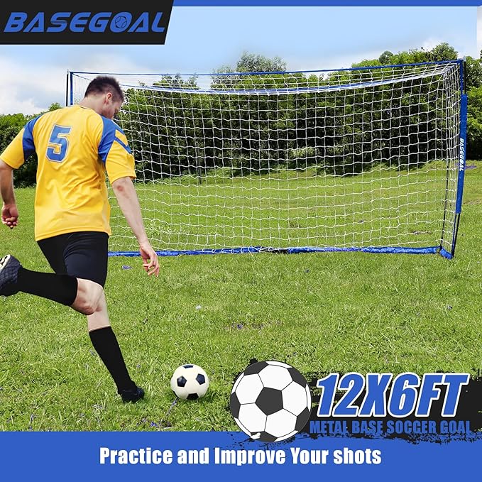 Soccer Goal,Soccer Net,Soccer Goals for Backyard,with Bow Frame,Collapsible Metal Base and Agility Ladder