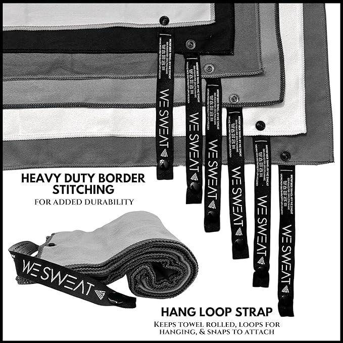 We Sweat’s (6 Pack) Microfiber Gym Towels, Silver ION Odor-Free Absorbent Fiber, Fast Drying Men & Women Workout Gear for Body Sweat, Towels, Sports Exercise Fitness Gear
