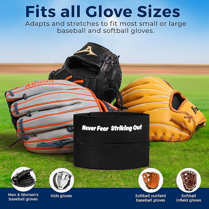 TOFL Baseball Glove Wrap | Premium Elastic Band for Perfect Glove Shape, Break-in & Maintenance | Shape Locker for Menâs & Womenâs Softball, Adult & Youth Baseball Mitts, Fits Big & Small Sizes