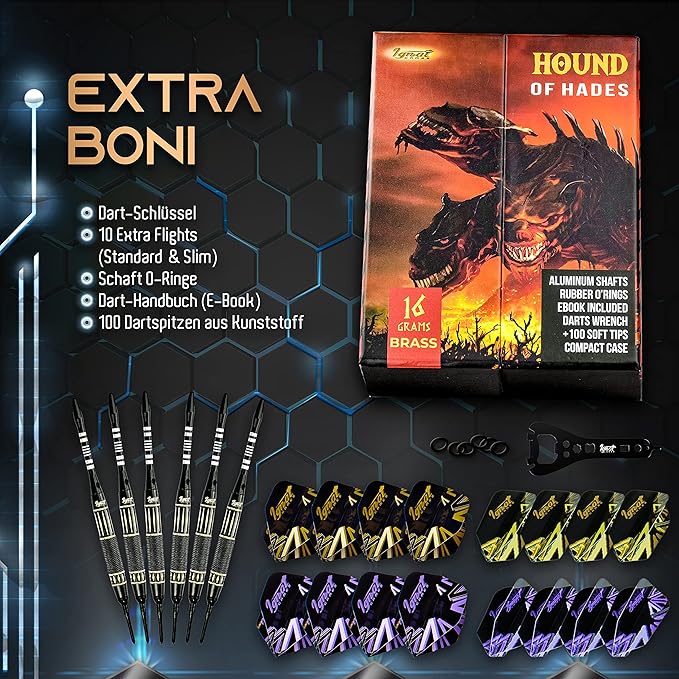 IgnatGames Premium Soft Tip Darts – 6/12 Pack Brass Barrels with Aluminum Shafts, 16 GlideXPro Flight Set, Tool Kit, Giftable Case & 100 Extra Tips
