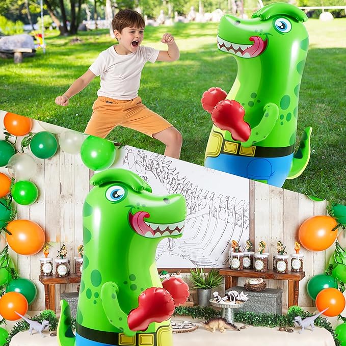 SYNCFUN Inflatable Punching Bag for Kids 47 Inches, Toddler Blow up Punching Bag Toys, T-Rex Dinosaur Bouncing-Back Bopper