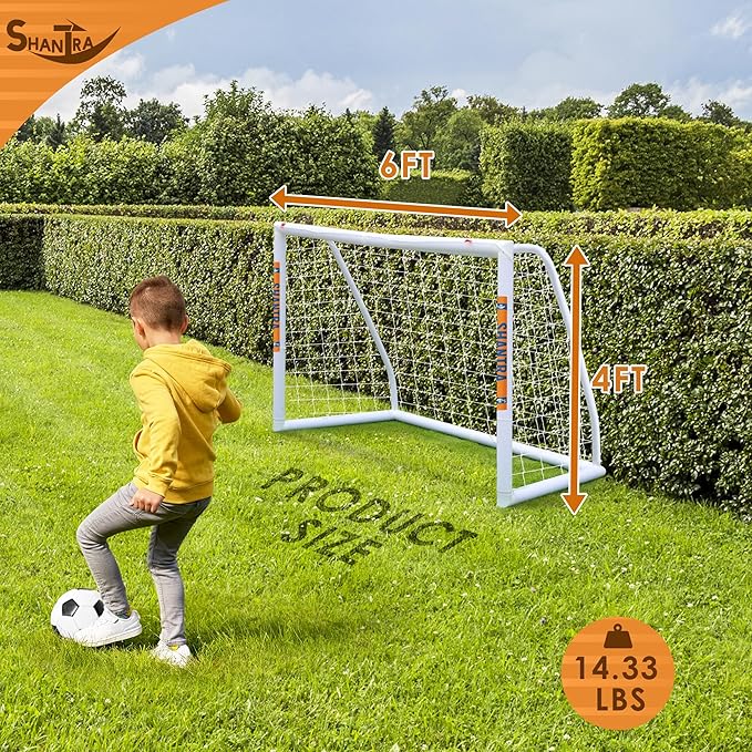 SHANTRA Soccer Goal, 12x6/10x6.5/8x5/6x4FT Soccer Goals for Backyard, Full Size Soccer Nets for Kids & Adults, Portable Soccer Goal with 2 Soccer Nets & 1 Carry Bag, Porterias De Futbol Soccer