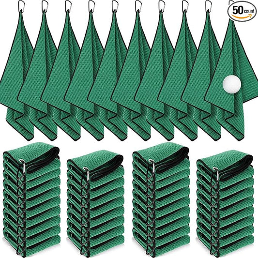 Batiyeer Golf Towels Bulk for Bags 16'' x 16'' Microfiber Waffle Pattern Golf Towel with Clipfor Mini Tournament, Club, Yoga, Fitness