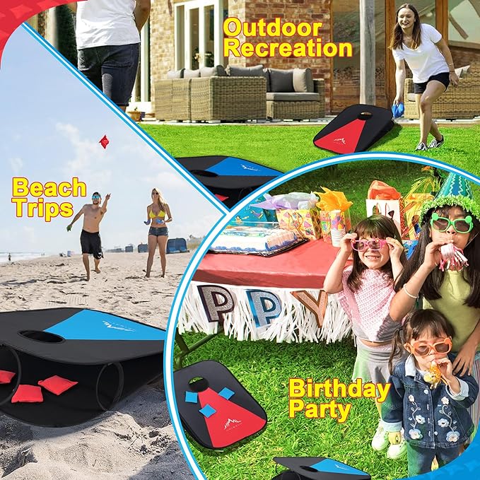 Himal Collapsible Portable Corn Hole Boards with 8 Cornhole Bean Bags (3 x 2-feet)