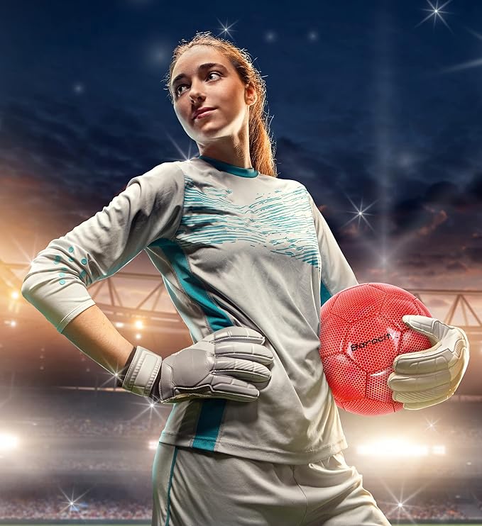 Soccer Ball - Premium Boy and Girl Official Match Ball with Cool Reflective Iridescent Rainbow Hex Pattern, Durable, Indoor, Outdoor, Training, Practice, Playtime and Games