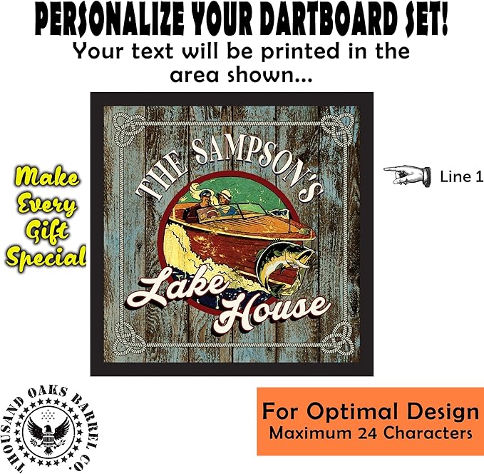 THOUSAND OAKS BARREL CO. | Personalized Dartboard & Cabinet Set with 6 Steel Tip Darts