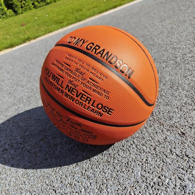 Engraved Indoor Outdoor Basketball Gift for Son, Grandson, Daughter- Personalized Basketball Gifts, Custom Christmas Birthday Graduation Present from Mom Dad,Orange Blue Pink.